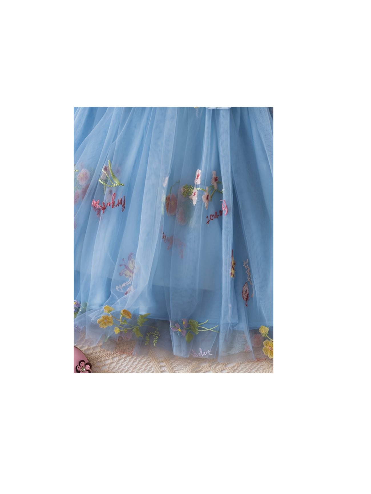 Featuring a Cute Floral Embroidered Dress